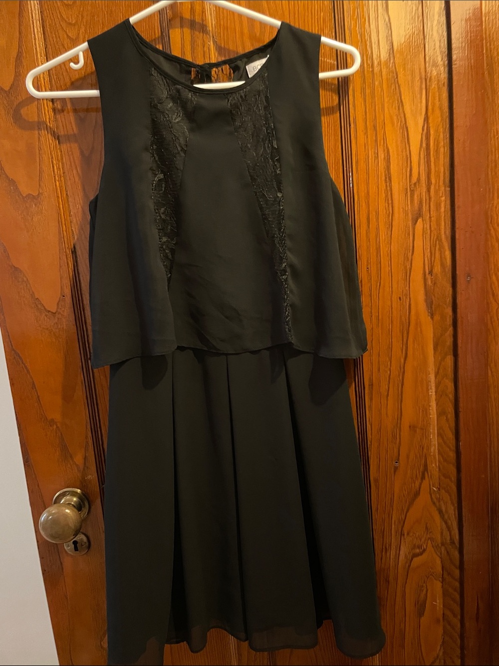 BCBGeneration Black Sleeveless Dress with Lace Insets